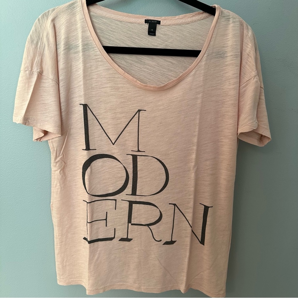 J. Crew “Modern” Light Pink Oversized Graphic Tee Shirt — Size XS